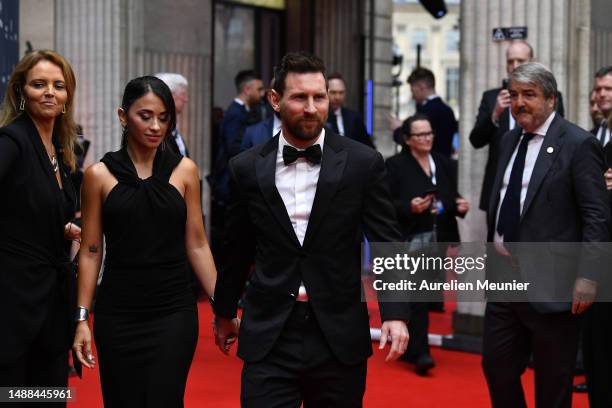 Laureus World Sportsman of the Year 2023 nominee Lionel Messi and wife Antonella Roccuzzo arrives at the 2023 Laureus World Sport Awards Paris red...