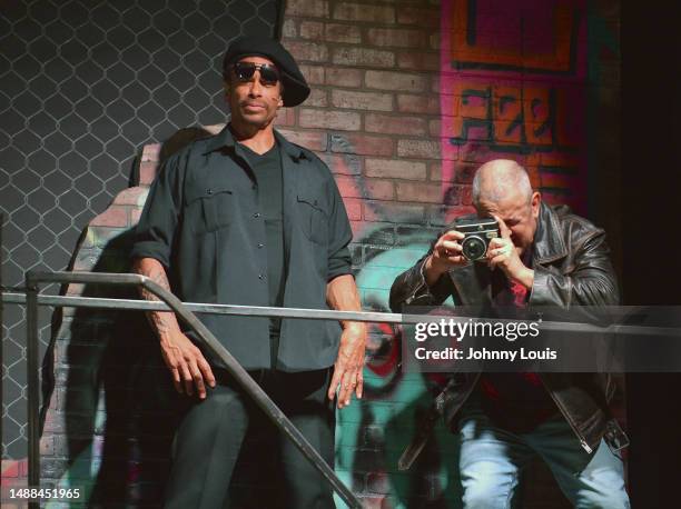 Actor Gary Dourdan and Luis F. Galindo III perform on stage during the Je'caryous Johnson Presents: New Jack City Live stage play at James L. Knight...