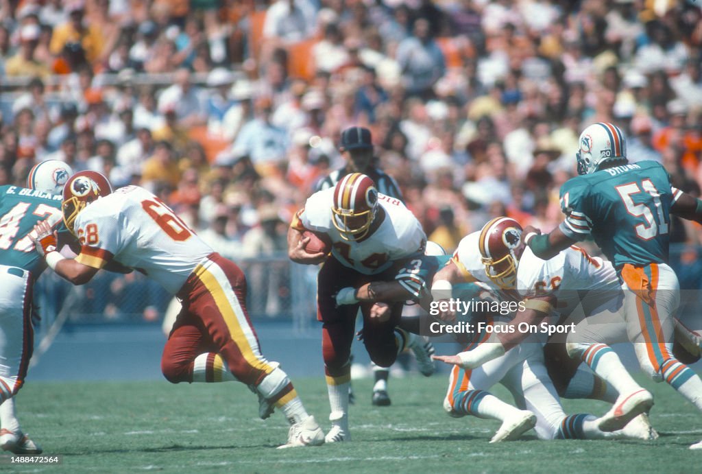 44 Redskins John Riggins John Riggins of the Washington Redskins runs the ball against the ...