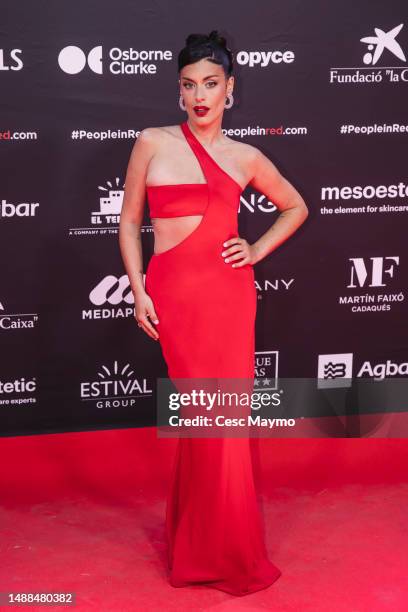 Aida Domenech, aka Dulceida, attend the red carpet at the "People In Red" Charity Gala 2023 at Museu Nacional d'Art de Catalunya on May 08, 2023 in...