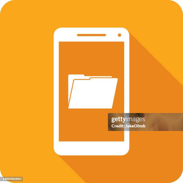 folder open smartphone icon silhouette - document wallet stock illustrations