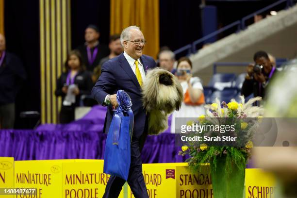 Rummie, the Pekingese wins first place in the Toy Group at the 147th Annual Westminster Kennel Club Dog Show Presented by Purina Pro Plan at Arthur...