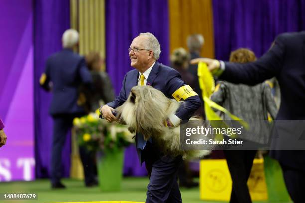 Rummie, the Pekingese wins first place in the Toy Group at the 147th Annual Westminster Kennel Club Dog Show Presented by Purina Pro Plan at Arthur...