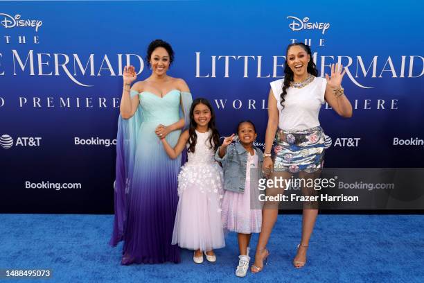 Tamera Mowry-Housley, Ariah Talea Housley, Cairo Tiahna Hardrict, and Tia Mowry attend the world premiere of Disney's "The Little Mermaid" on May 08,...