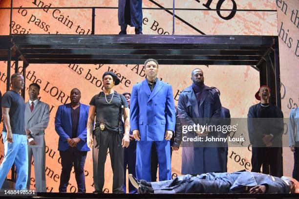 Actor Flex Alexander, Landon Moss, Gary Dourdan, Allen Payne, Richard Gallion and Treach perform on stage during the Je'caryous Johnson Presents: New...
