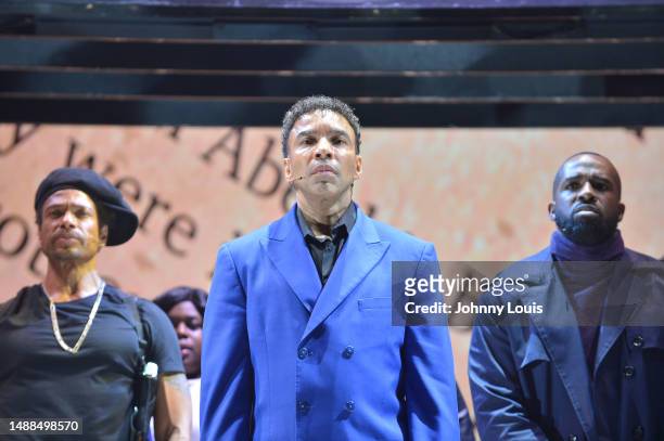 Actor Gary Dourdan, Allen Payne and Richard Gallion perform on stage during the Je'caryous Johnson Presents: New Jack City Live stage play at James...