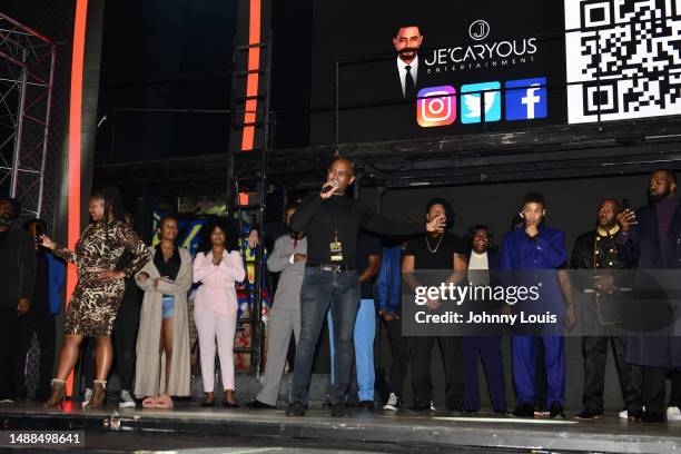Writer/Director/Producer Je'Caryous Johnson speak to the cast and crews Actor Vincent M. Ward, Chikezie Nwankwo, Torrei Hart, Antonyio Aritis,...
