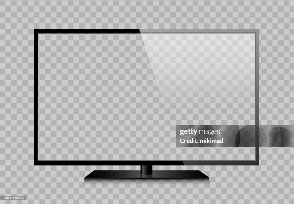 Realistischer Vektor modernes Fernsehen. Transparenter Hintergrund.