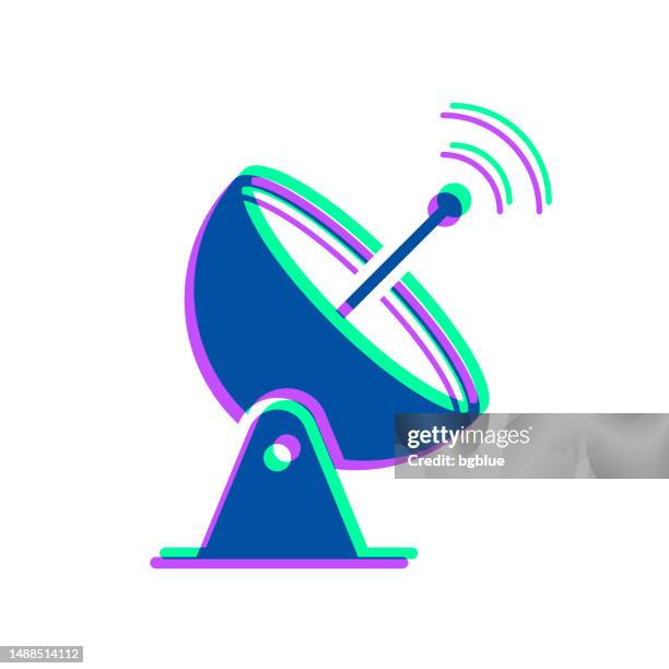 illustrations, cliparts, dessins animés et icônes de antenne parabolique. icône avec superposition de deux couleurs sur fond blanc - satellite dish