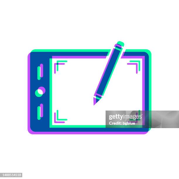 graphic tablet. icon with two color overlay on white background - viewfinder overlay stock illustrations