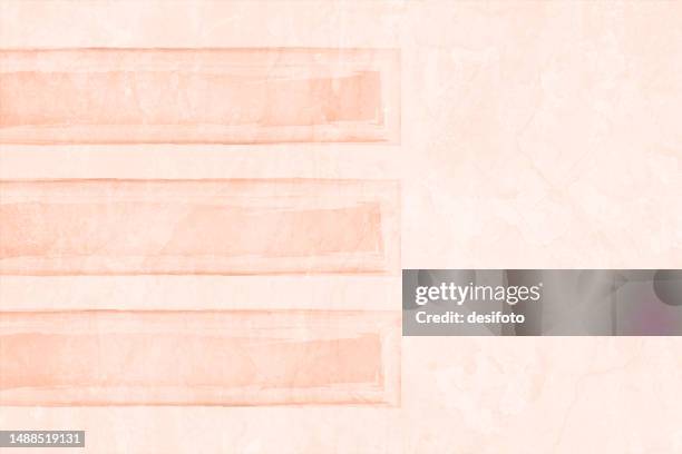 banner template on horizontal empty blank stone washed textured artistic retro grunge beige smudged background with three bands or stripes at the left edge like lower third - lower third stock illustrations