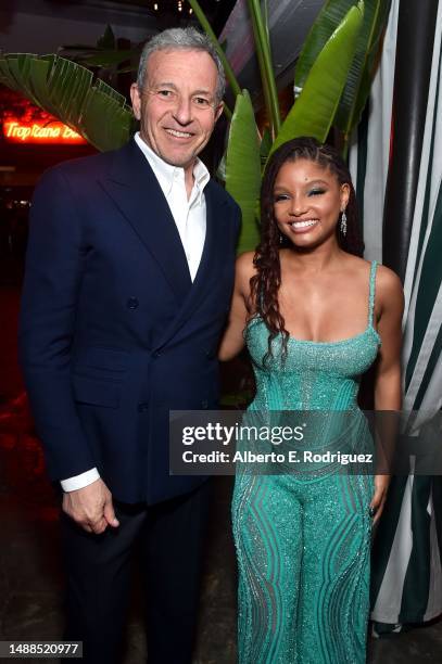 Bob Iger, Chief Executive Officer of Disney and Halle Bailey attend the World Premiere of Disney's live-action feature "The Little Mermaid" at the...