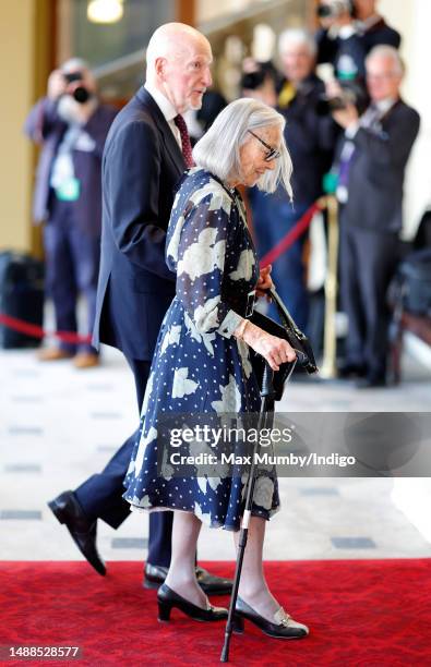 Former Prime Minister and Tsar of Bulgaria Simeon Saxe-Coburg-Gotha and Margarita Saxe-Coburg-Gotha attend a reception at Buckingham Palace for...