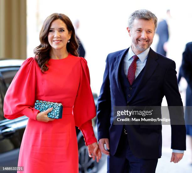 Crown Princess Mary of Denmark and Crown Prince Frederik of Denmark attend a reception at Buckingham Palace for overseas guests ahead of the...