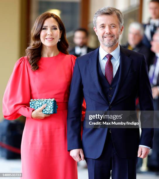 Crown Princess Mary of Denmark and Crown Prince Frederik of Denmark attend a reception at Buckingham Palace for overseas guests ahead of the...