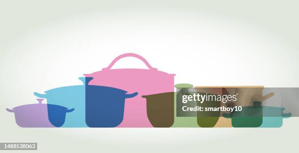 cooking pots and pans - stew pot stock illustrations