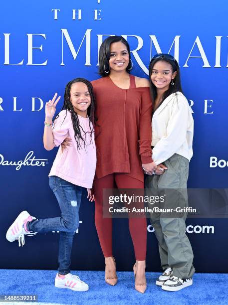 Kyla Pratt , Lyric Kai Kilpatrick and Liyah Kilpatrick attend the World Premiere of Disney's "The Little Mermaid" on May 08, 2023 in Hollywood,...