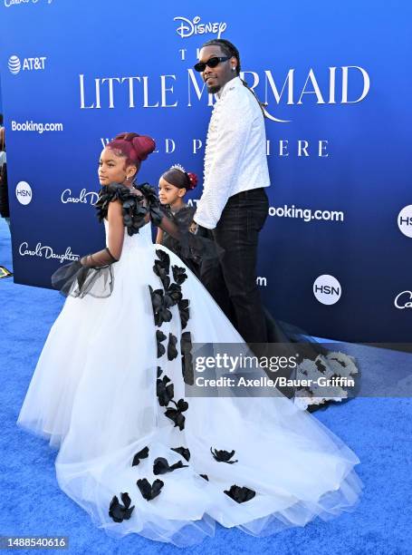 Kalea Marie Cephus, Offset, and Kulture Kiari Cephus attend the World Premiere of Disney's "The Little Mermaid" on May 08, 2023 in Hollywood,...