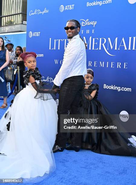 Kalea Marie Cephus, Offset, and Kulture Kiari Cephus attend the World Premiere of Disney's "The Little Mermaid" on May 08, 2023 in Hollywood,...