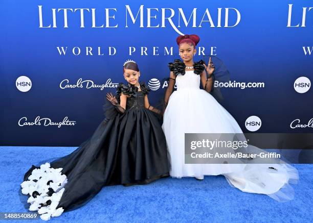 Kulture Kiari Cephus and Kalea Marie Cephus attend the World Premiere of Disney's "The Little Mermaid" on May 08, 2023 in Hollywood, California.