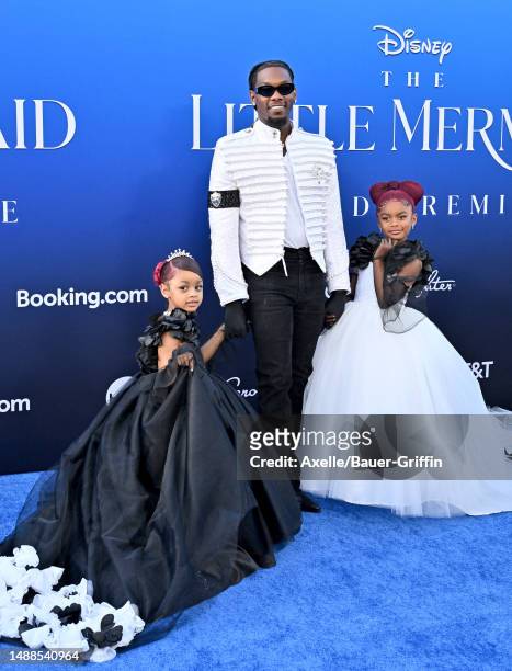 Kulture Kiari Cephus, Offset, and Kalea Marie Cephus attend the World Premiere of Disney's "The Little Mermaid" on May 08, 2023 in Hollywood,...