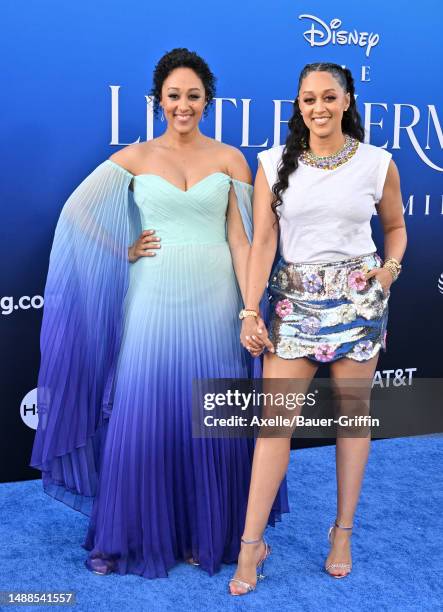 Tamera Mowry and Tia Mowry attend the World Premiere of Disney's "The Little Mermaid" on May 08, 2023 in Hollywood, California.