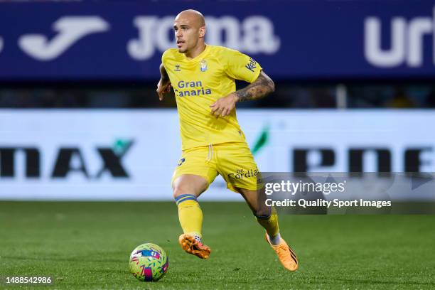 Sandro Ramirez of UD Las Palmas in action during the LaLiga Smartbank match between SD Eibar and UD Las Palmas at Estadio Municipal de Ipurua on May...