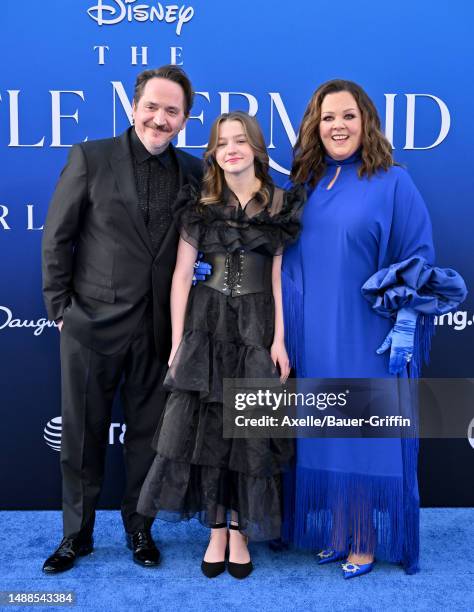 Ben Falcone, Vivian Falcone, and Melissa McCarthy attend the World Premiere of Disney's "The Little Mermaid" on May 08, 2023 in Hollywood, California.