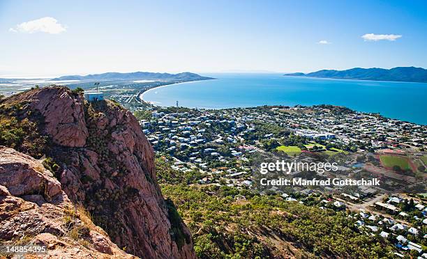 north ward and rowes bay from castle hill. - queensland stock pictures, royalty-free photos & images