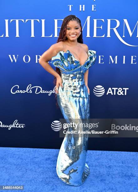 Halle Bailey attends the World Premiere of Disney's "The Little Mermaid" on May 08, 2023 in Hollywood, California.