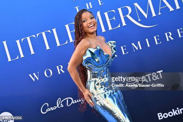 Halle Bailey attends the World Premiere of Disney's "The Little Mermaid" on May 08, 2023 in Hollywood, California.
