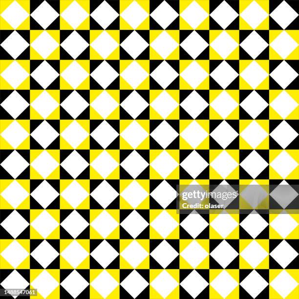 yellow and black triangles and white diamond shapes in square grid pattern - wasp stock illustrations