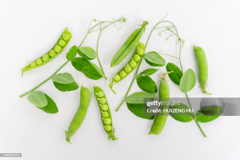 Sweet green peas. Top view