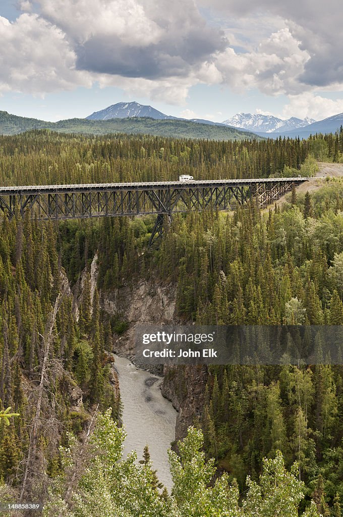 Kuskulana Bridge across Chitina River.