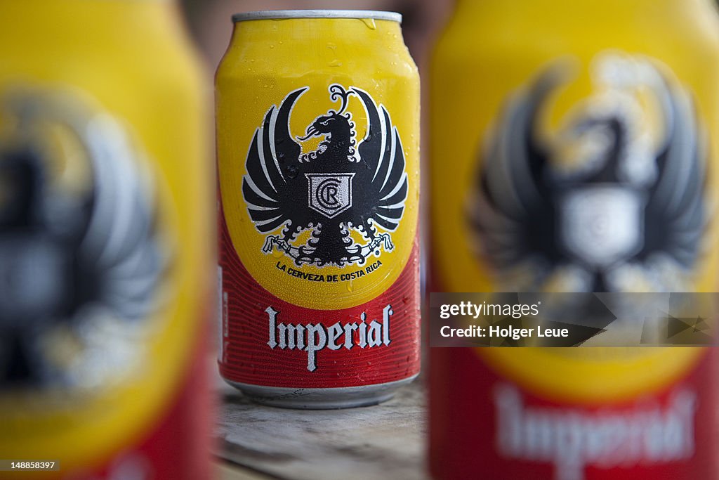 Cans of Imperial Cerveza beer.