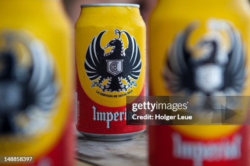 Cans of Imperial Cerveza beer. Cans of Imperial Cerveza beer.