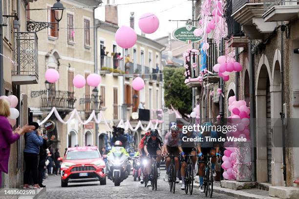 General view of Aurélien Paret-Peintre of France and AG2R Citroën Team, Nicola Conci of Italy and Team Alpecin-Deceuninck, Vincenzo Albanese of Italy...