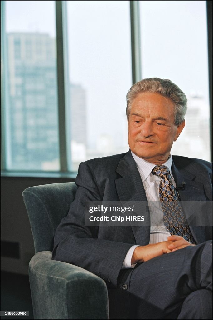 . George Soros in his office at the Soros foundation in New York City