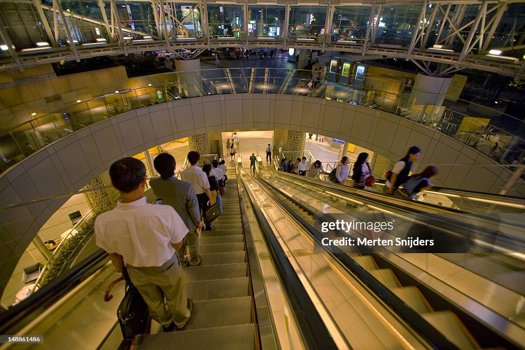 Roppongi Hills pedestrian escalators.