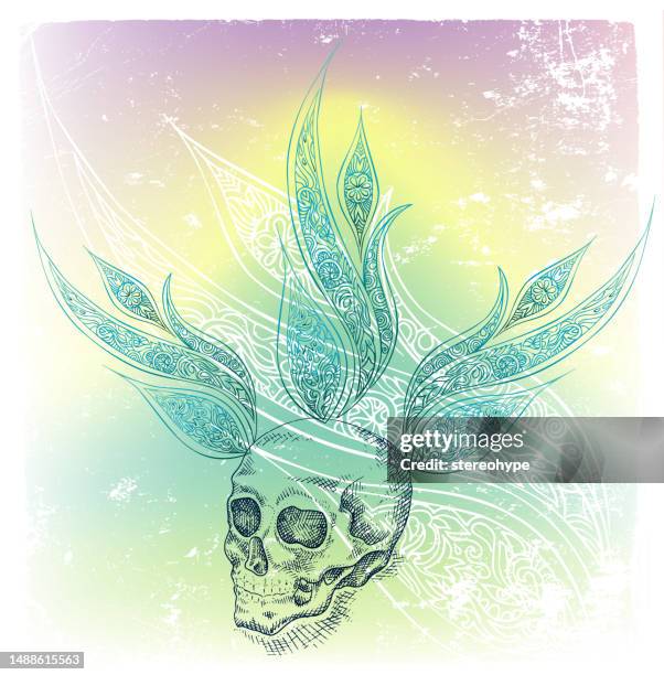 mind on fire - synapse art stock illustrations