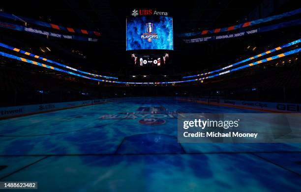 General view inside the arena before the game between the New York Islanders and Carolina Hurricanes in Game Six of the First Round of the 2023...