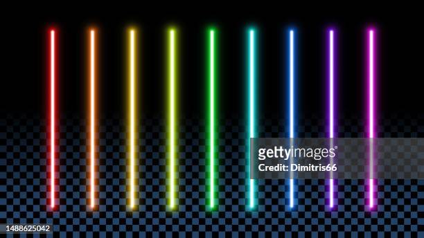 neon lights on transparent background - lightsaber stock illustrations