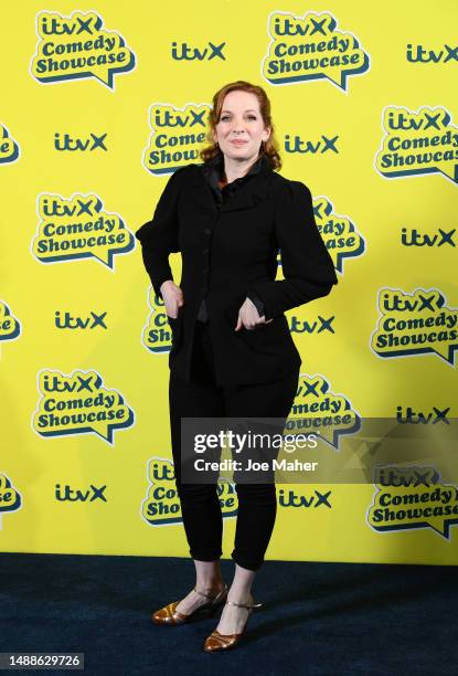 Katherine Parkinson attends the ITVX Comedy Showcase photocall at the Bike Shed Moto Co., on May 09, 2023 in London, England.