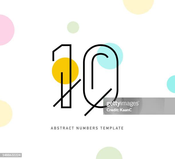 multi color abstract number template. anniversary number template isolated, anniversary icon label, anniversary symbol vector stock illustration - 10th anniversary stock illustrations