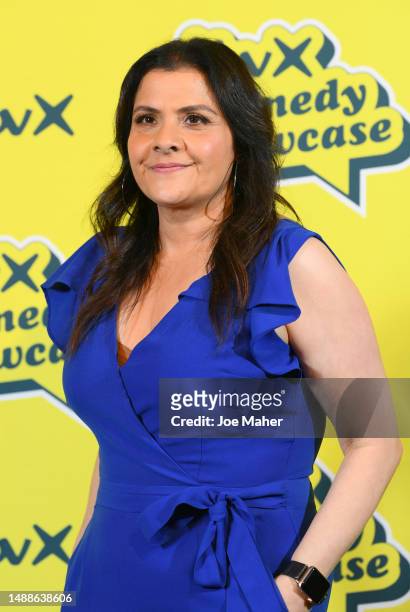 Nina Wadia attends the ITVX Comedy Showcase photocall at the Bike Shed Moto Co., on May 09, 2023 in London, England.