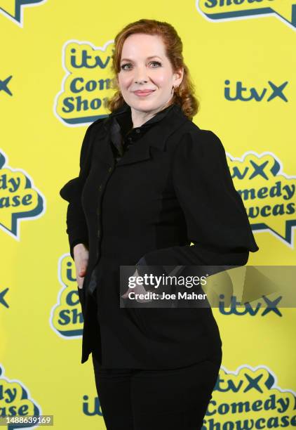 Katherine Parkinson attends the ITVX Comedy Showcase photocall at the Bike Shed Moto Co., on May 09, 2023 in London, England.