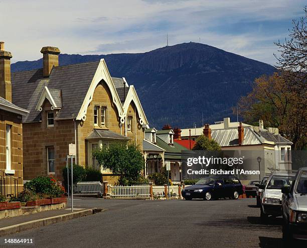 hampton street in the historic district of battery point - hobart, tasmania - hobart battery point stock pictures, royalty-free photos & images