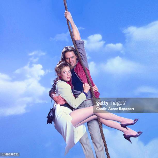 Los Angeles Romancing The Stone actors Kathleen Turner and Michael Douglas pose for a portrait in Los Angeles, California