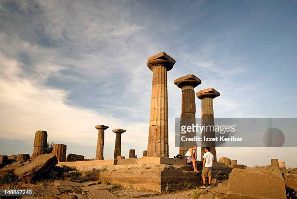 visitors at assos. - turkey middle east stock pictures, royalty-free photos & images