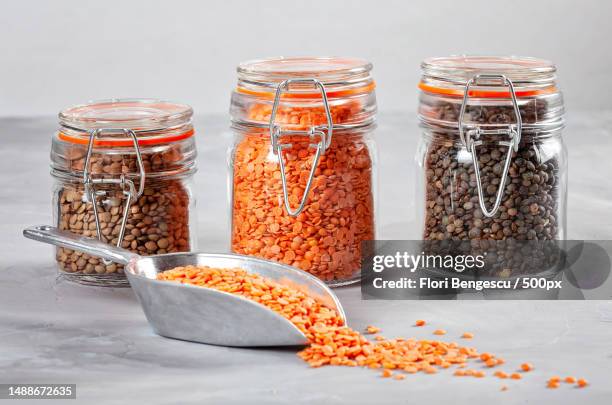 red lentils rich in fiber and protein healthy food concept,romania - lentil ストックフォトと画像